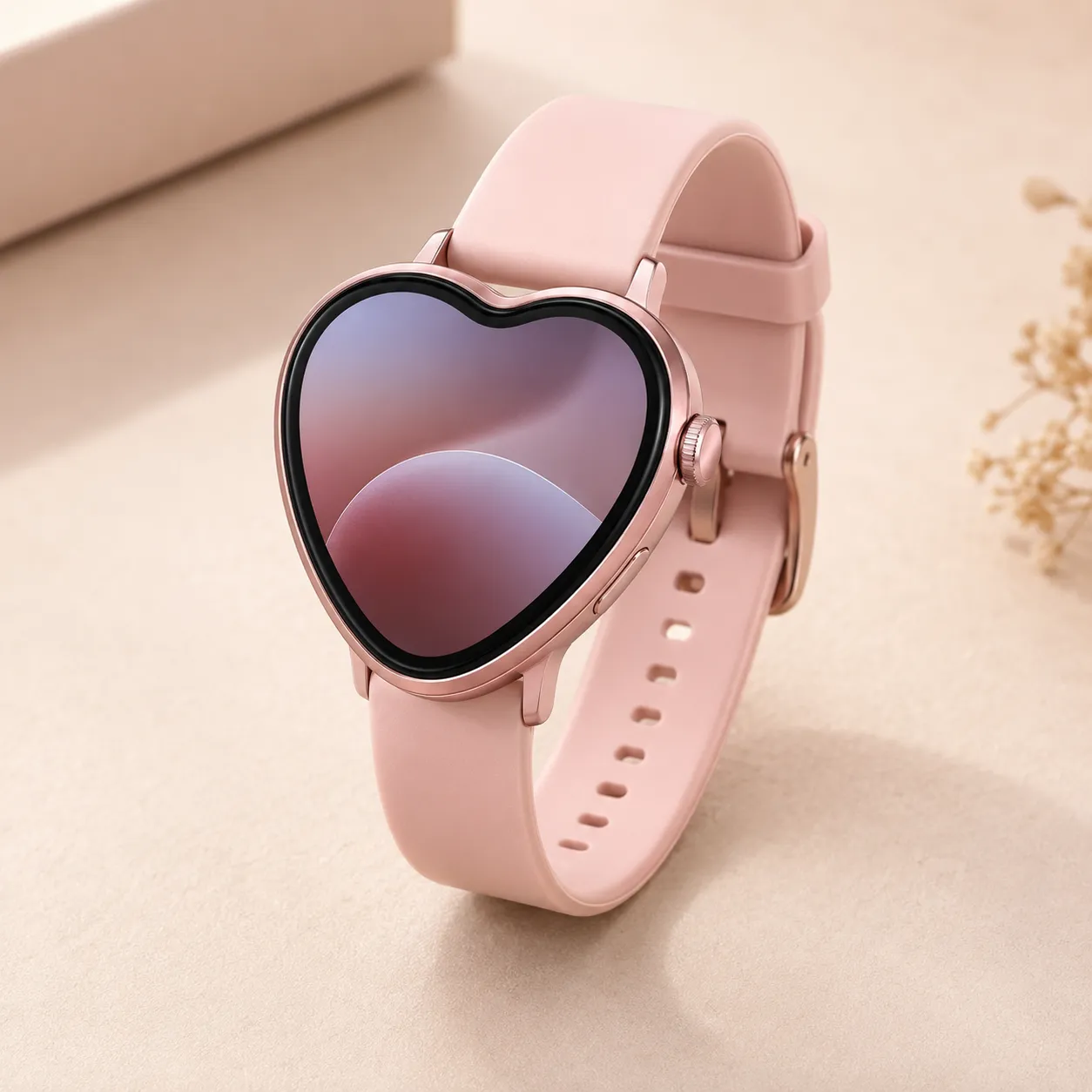 Heart Shape Smart Fitness Watch with Silicone Strap